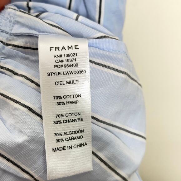 FRAME Gemma Asymmetrical Maxi Dress Ciel Blue Stripe Cotton Poplin {C53} - Picture 7 of 7